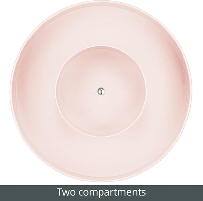 mDesign Plastic Lazy Susan Round Turntable Storage Tray - Rotating Organizer for Makeup, Cosmetics, Nail Polish, Vitamins, Shaving Kits, Hair Spray, Medical Supplies, First Aid - Light Pink/Blush