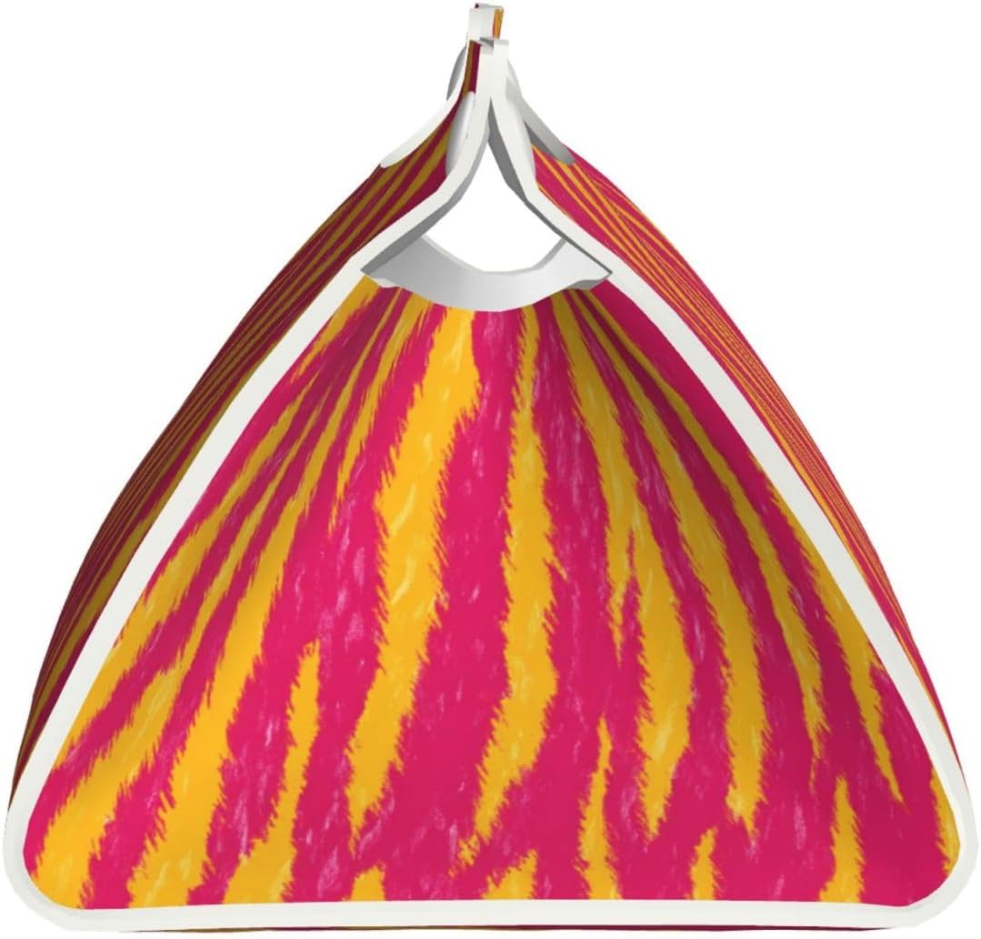 Neon Pink and Yellow Tiger Stripe Pattern Tissue Box Cover Rectangle Pu Leather Tissue Box Holder for Car Bathroom Bedroom Desk Tabletop Decor