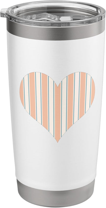 Cute Pastel Peach and Cream Classic Vertical Stripe Pattern Stainless Steel Insulated Tumbler
