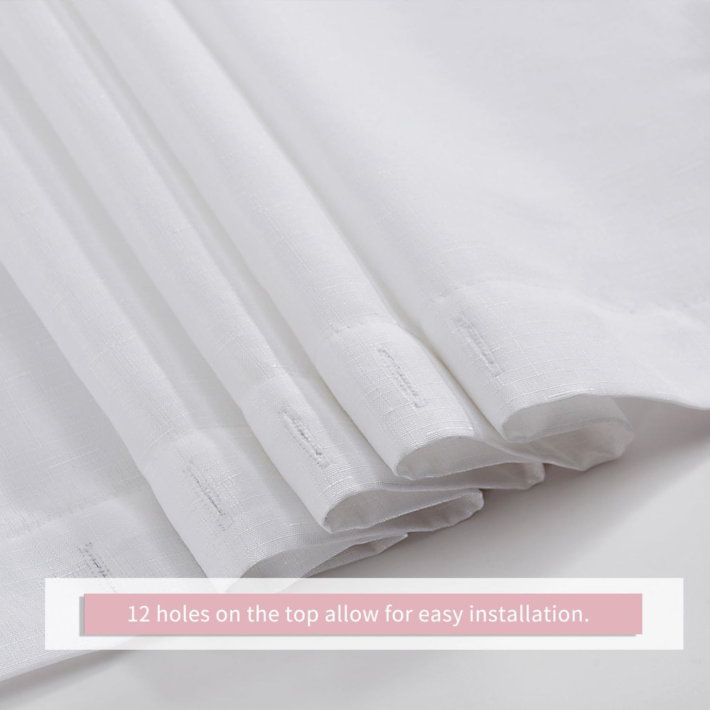 HIG Chic Scallop Edge Shower Curtain – Modern Decorative Coastal Bathroom Curtain for Home Decor, White and Pink Elegant Minimalist Textured Cloth Bath Curtain, 72x72 Inch