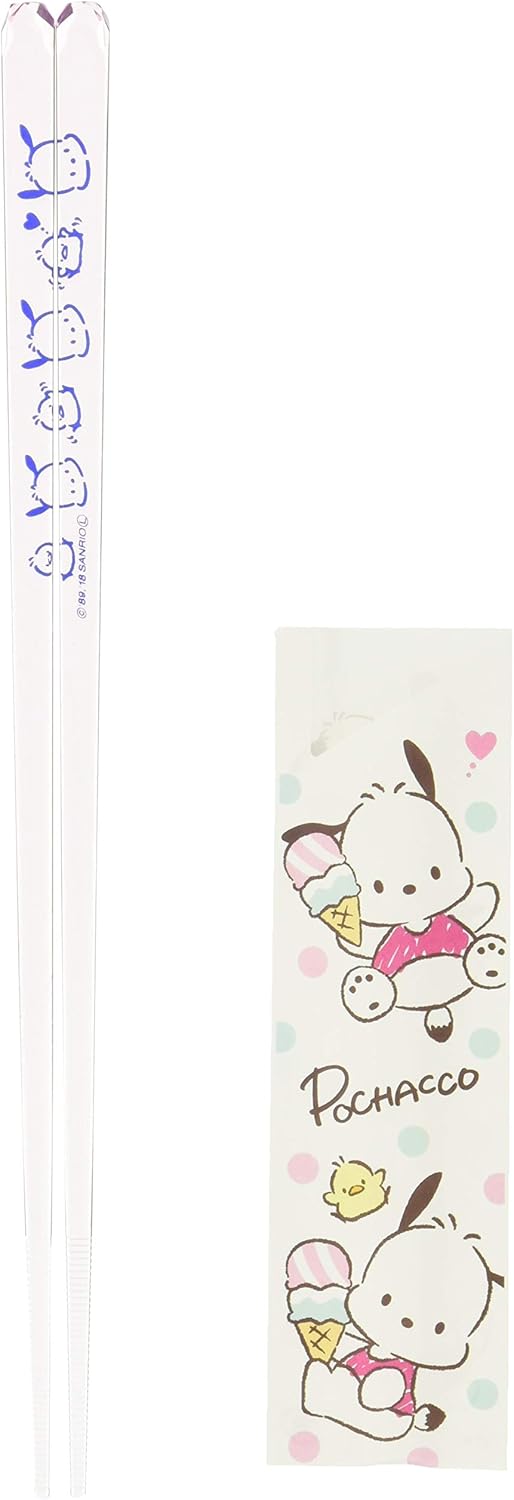 Sanrio 490565 Pochacco with Peppers Clear Chopsticks, Light Pink