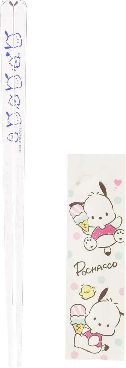 Sanrio 490565 Pochacco with Peppers Clear Chopsticks, Light Pink