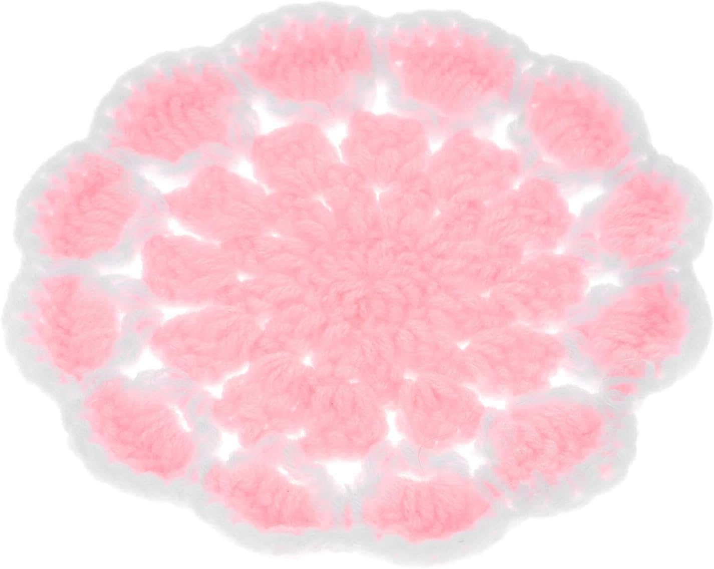 Healifty Crochet Flower Coasters Heat Insulation Cup Mats Light Pink Knitted Bottle Mats for Home Office Desk Decorative Accessories
