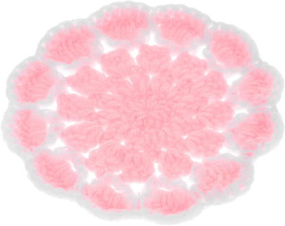 Healifty Crochet Flower Coasters Heat Insulation Cup Mats Light Pink Knitted Bottle Mats for Home Office Desk Decorative Accessories