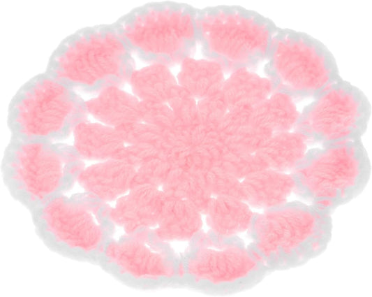 Healifty Crochet Flower Coasters Heat Insulation Cup Mats Light Pink Knitted Bottle Mats for Home Office Desk Decorative Accessories