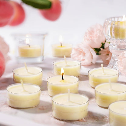 Beeswax Blend Tealight Candles - Honey Peach Scented, 16 Packs Fruity Scented Tea Candles for Home, Highly Scented with Natural Oils, Aromathey Tea Light Candles for Relax, 4-Hour Burn Time