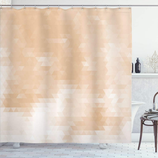 Ambesonne Contemporary Shower Curtain, Geometric Abstract Pattern with Triangles Ombre Inspired Illustration, Cloth Fabric Bathroom Decor Set with Hooks, 69" W x 70" L, Pale Peach