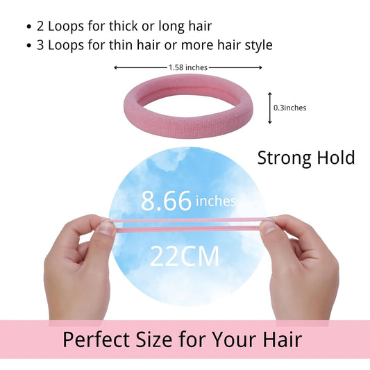 LuSeren 120 Pcs Pink Hair Ties for Women, No Damage Soft Seamless Nylon Hair Elastics for Thick Hair, Ponytail Holders, 3 Gradient Pink Hair Accessories
