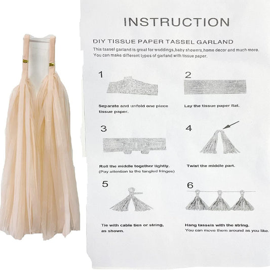 Tissue Paper Tassels Garland Banner for Party Decorations - Table Decor for Wedding, Birthday, Baby Shower, Nursery (20, Peach)