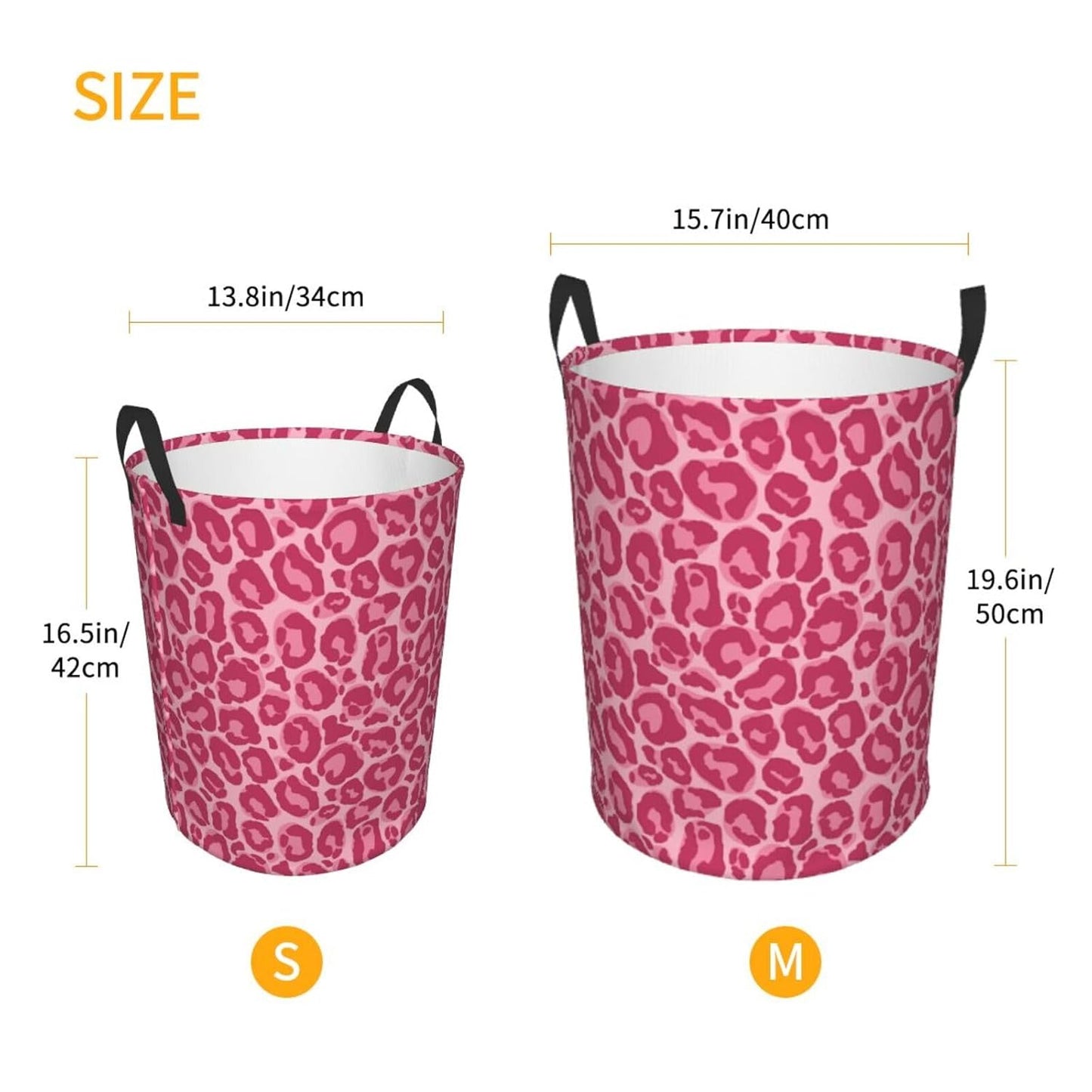 Pink Leopard Texture Round Laundry Hamper Storage Basket Toys Clothes Organizer Bin For Home Bathroom Bedroom Dorm Nursery, 62l