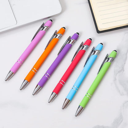 Oddmoal Ballpoint Pen with Stylus Tip, Soft Touch Click Metal Pen, 1.0mm Medium Point, Black Ink, 12 Count(Peach)