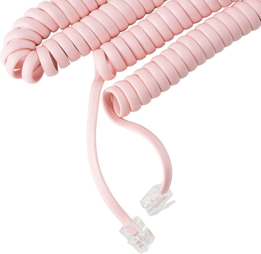 iSoHo Phones Cord for Landline Phone Tangle-Free, Handset Curly Telephones Land Line Cord Easy to Use + Excellent Sound Quality Telephone Cords for Home or Office (15ft Long) Color: Ladies Pink