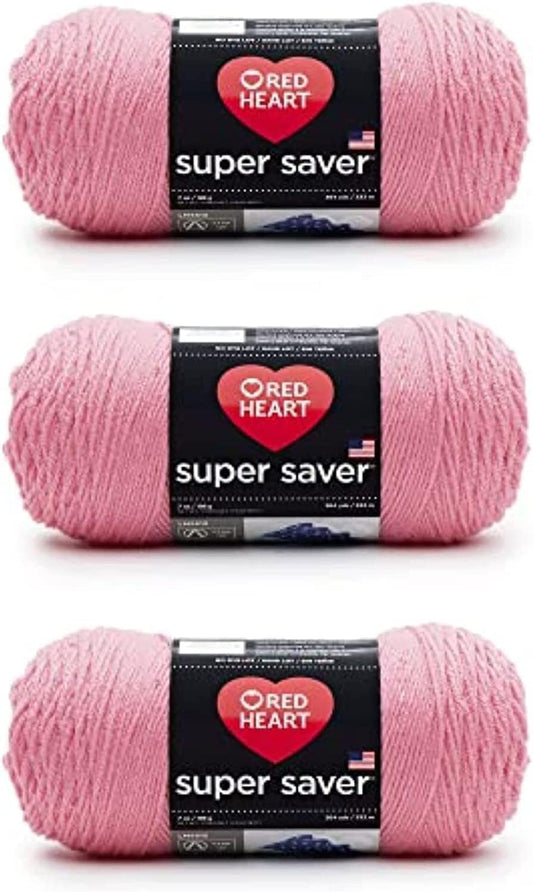Red Heart Super Saver Perfect Pink Yarn - 3 Pack of 198g/7oz - Acrylic - 4 Medium (Worsted) - 364 Yards - Knitting/Crochet