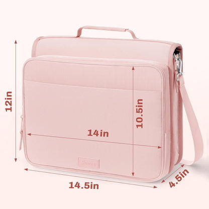 SUNEE Zipper Binder 3 Ring 2-Inch in Pink Lotus Features a Shoulder Strap, 13 Inch Laptop Pocket, with Multiple Storage Pockets. Ideal Organizer for Middle School Students