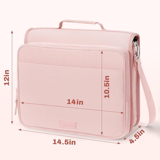 SUNEE Zipper Binder 3 Ring 2-Inch in Pink Lotus Features a Shoulder Strap, 13 Inch Laptop Pocket, with Multiple Storage Pockets. Ideal Organizer for Middle School Students