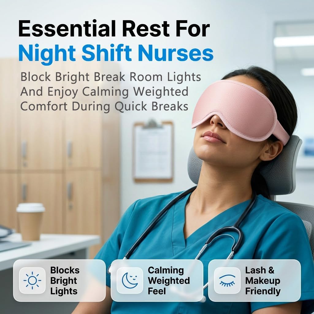 Weighted Eye Masks for Sleep Women: 3D Contoured Blackout Sleep Mask with Zero Pressure, Eyelash Friendly & Comfortable Blindfold for Airplane Travel, Night Shift Nurse, Yoga & Thoughtful Gift, Pink