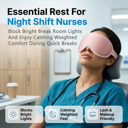 Weighted Eye Masks for Sleep Women: 3D Contoured Blackout Sleep Mask with Zero Pressure, Eyelash Friendly & Comfortable Blindfold for Airplane Travel, Night Shift Nurse, Yoga & Thoughtful Gift, Pink