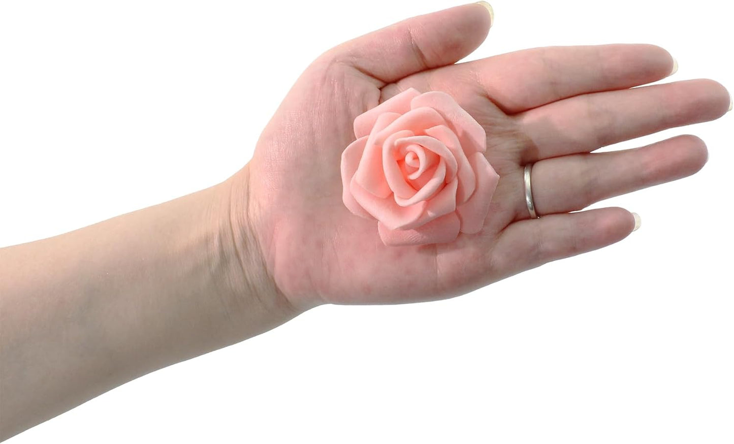 100 Pcs 2 Inch Artificial Flowers Faux Foam Fake Rose Head Bulk for Home Decor Wedding Decoration Bridal Shower Wall Table Centerpiece Arrangement DIY Craft (Peach, Blush)
