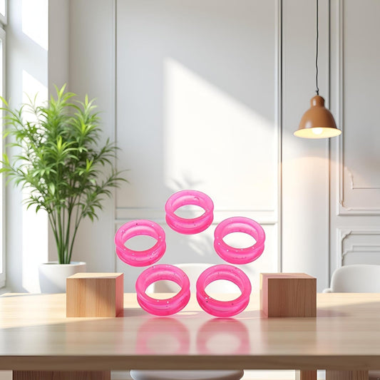 5 Pcs Pink Silicone Finger Rings for Hair Cutting Scissors, Silicone Finger Rings Grips Grooming Shear Thumb Inserts Finger Protector Ring for Barber Hair Cutting Scissors Pet Shears