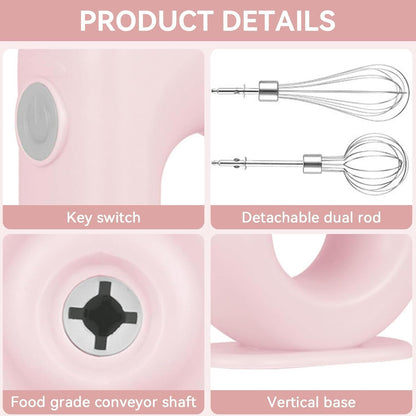 Cyrank Cordless Hand Mixer, Handheld Mixer Electric Hand Mixer 4 Speed Electric Handheld Mini Egg Beater USB Charing 1500mah(Pink)