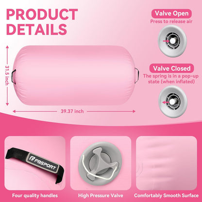 FBSPORT Air Roller Gymnastics Barrel, Inflatable Gymnastics Air Roller Inflatable Air Gymnastics Mat for Yoga Cheerleading Training Home Outdoor Indoor Use