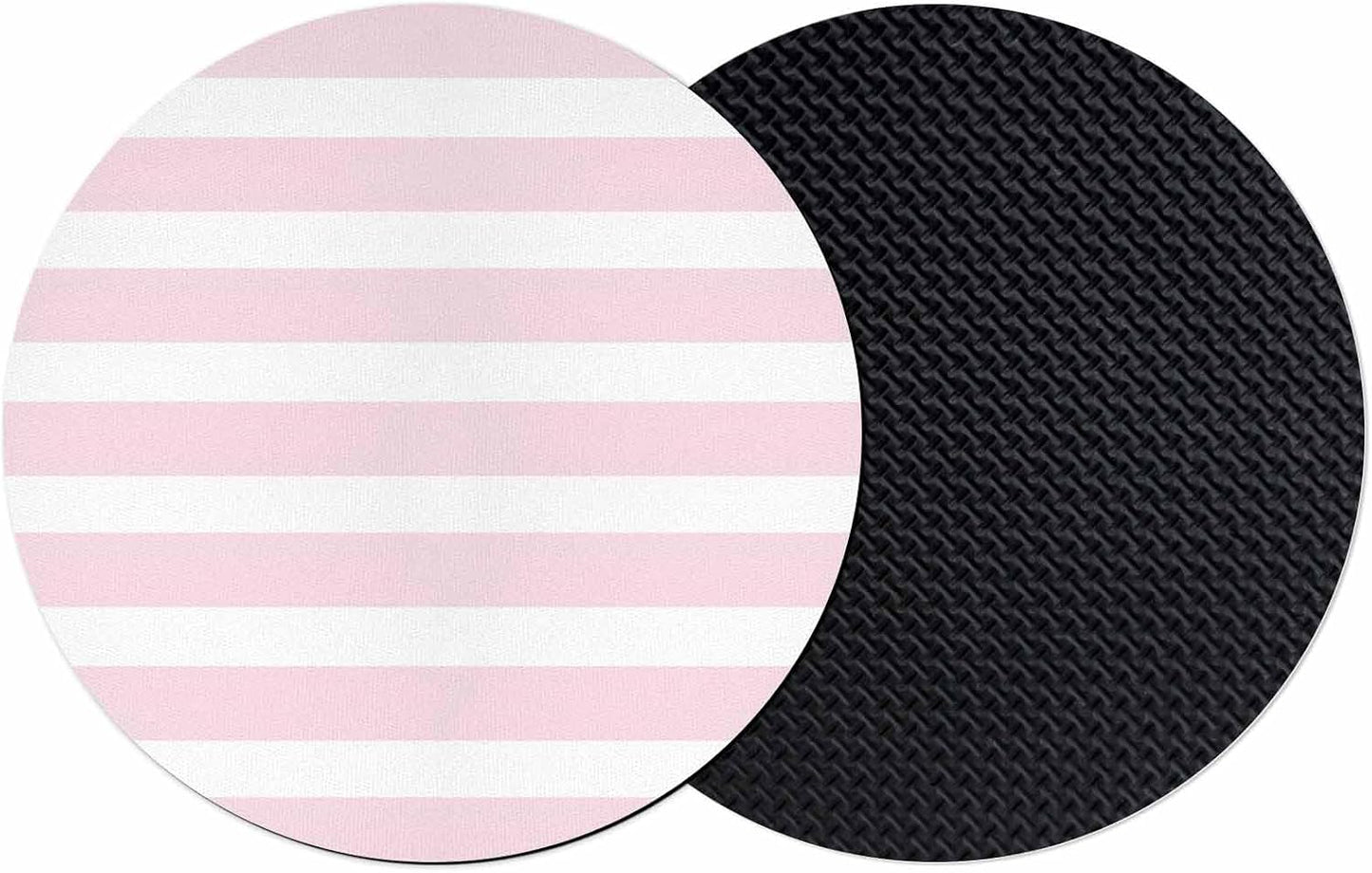 Pink Striped Coasters Set of 2, Absorbent Coasters for Drinks, Modern Simple Abstract Stripes Lines Coaster for Bar Office Dining Coffee Table Accessories Decor, Non Slip Round Desk Coaster