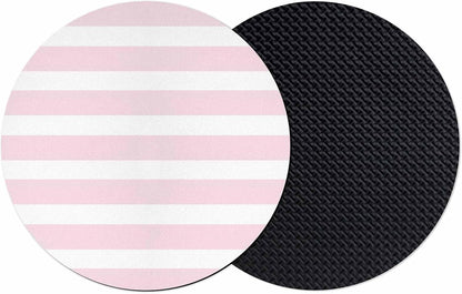 Pink Striped Coasters Set of 2, Absorbent Coasters for Drinks, Modern Simple Abstract Stripes Lines Coaster for Bar Office Dining Coffee Table Accessories Decor, Non Slip Round Desk Coaster