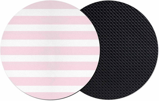 Pink Striped Coasters Set of 2, Absorbent Coasters for Drinks, Modern Simple Abstract Stripes Lines Coaster for Bar Office Dining Coffee Table Accessories Decor, Non Slip Round Desk Coaster