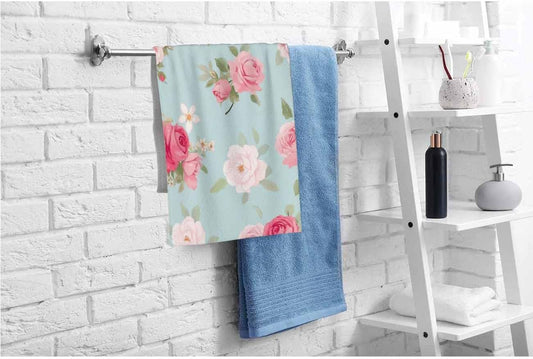 oFloral Pink Rose Hand Towels Cotton Washcloths,Elegance Seamless Pattern with Shabby Chic Rose Flowers in Vintage Style Soft Towels for Bathroom/Yoga/Golf/Hair/Face Towel 15X30 Inch