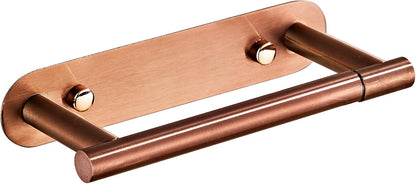 YUET Toilet Roll Holder, Self Adhesive or Screw in Wall Mounted Options, Double Post Pivoting Tissue Roll Holder, Stainless Steel Rustproof Stick On No Drilling Wall Mount for Bathroom, Rose Gold