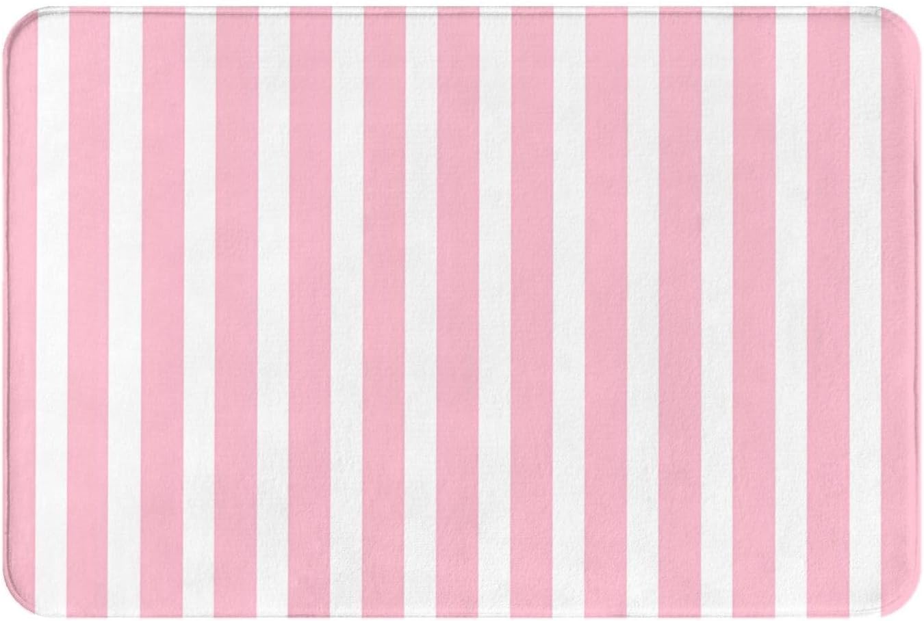 Soft Pink and White Stripes Bath Mats for Bathroom Non Slip, Fluffy Absorbent Microfiber Bath Mat Washable, Aesthetic Bathroom Rugs, Bath Mat for Shower Sink 16x24 Inch