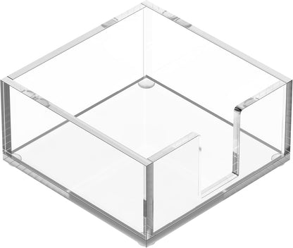 GRAHAM DESIGN Square Scalloped Acrylic Drink Coaster Set 4‑Pack with Square Holder (Light Blue)
