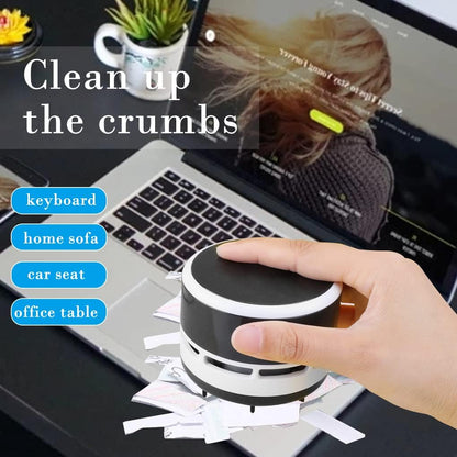 2Pcs Mini Crumb Vacuum Cleaner Portable Desktop Sweeper Handheld Cordless Multifunction Cleaning(Black+Pure Pink)