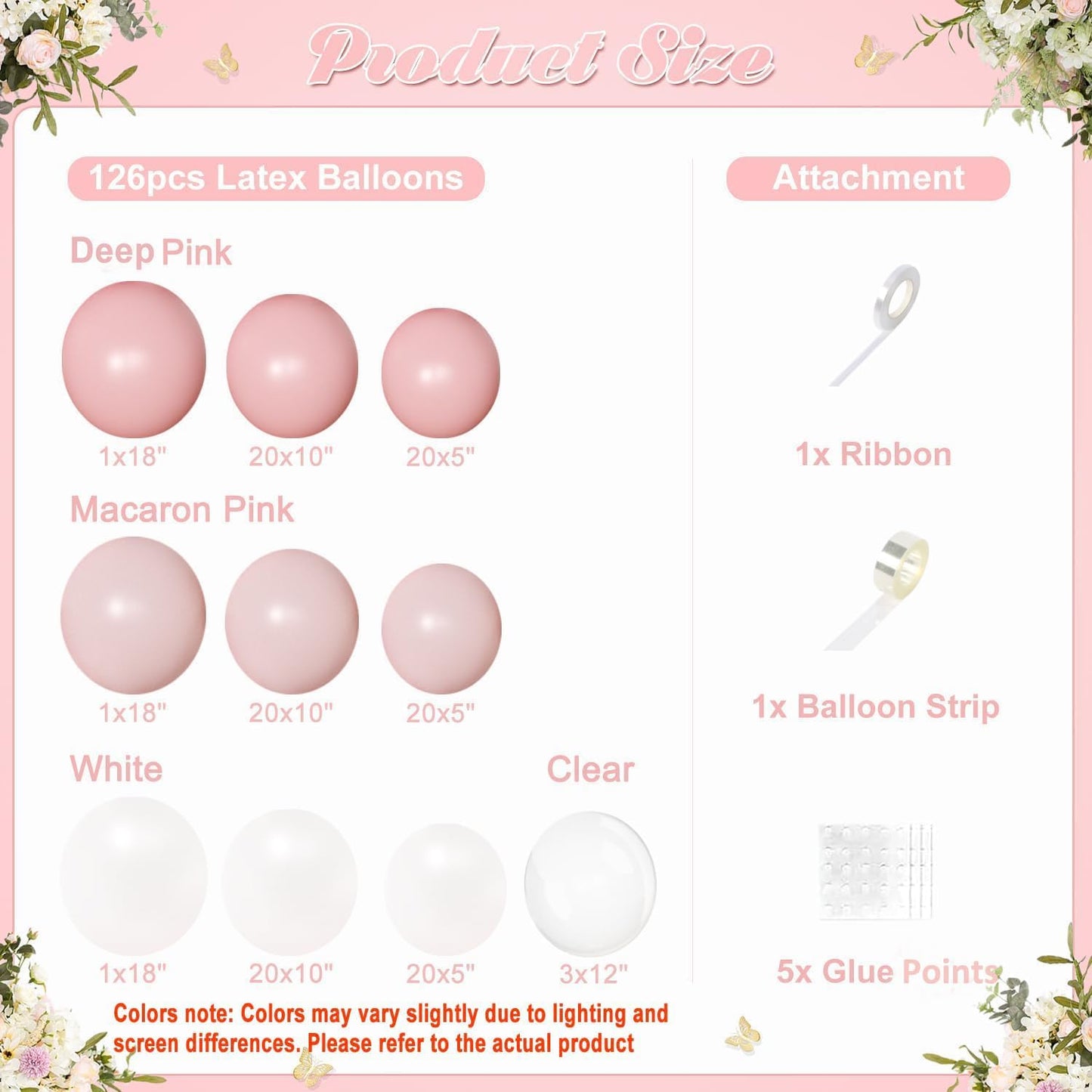 Light Pink Balloon Arch Kit, 126Pcs Baby Pink and White Balloon Garland Kit for Wedding Birthday Baby Shower Gender Reveal Bridal Shower Party Decorations