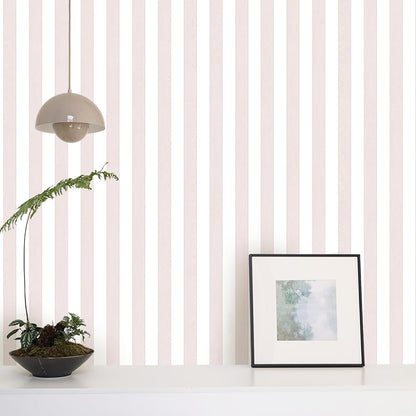Tomete Pink and White Striped Wallpaper Peel and Stick Modern 17.3"x78.7" Self-Adhesive Removable Wallpaper for Girls, Work in Bedroom, Nursery, Vinyl Film for Cabinets Waterproof, Easy to Clean/Match