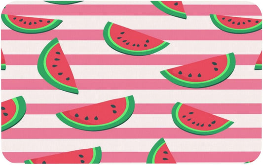 Pink Watermelon Stripes Print Absorbent Bath Mat Non Slip Washable Doormat 19.7x31.5 in Quick Dry Shower Mat Thin Floor Rug for Bathroom Kitchen Entryway