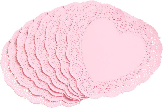 60 Pcs 10 Inch Pink Heart Paper Doilies Valentines Heart Shaped Lace Paper Doilies Valentines Day Craft Gift Set Table Decorations