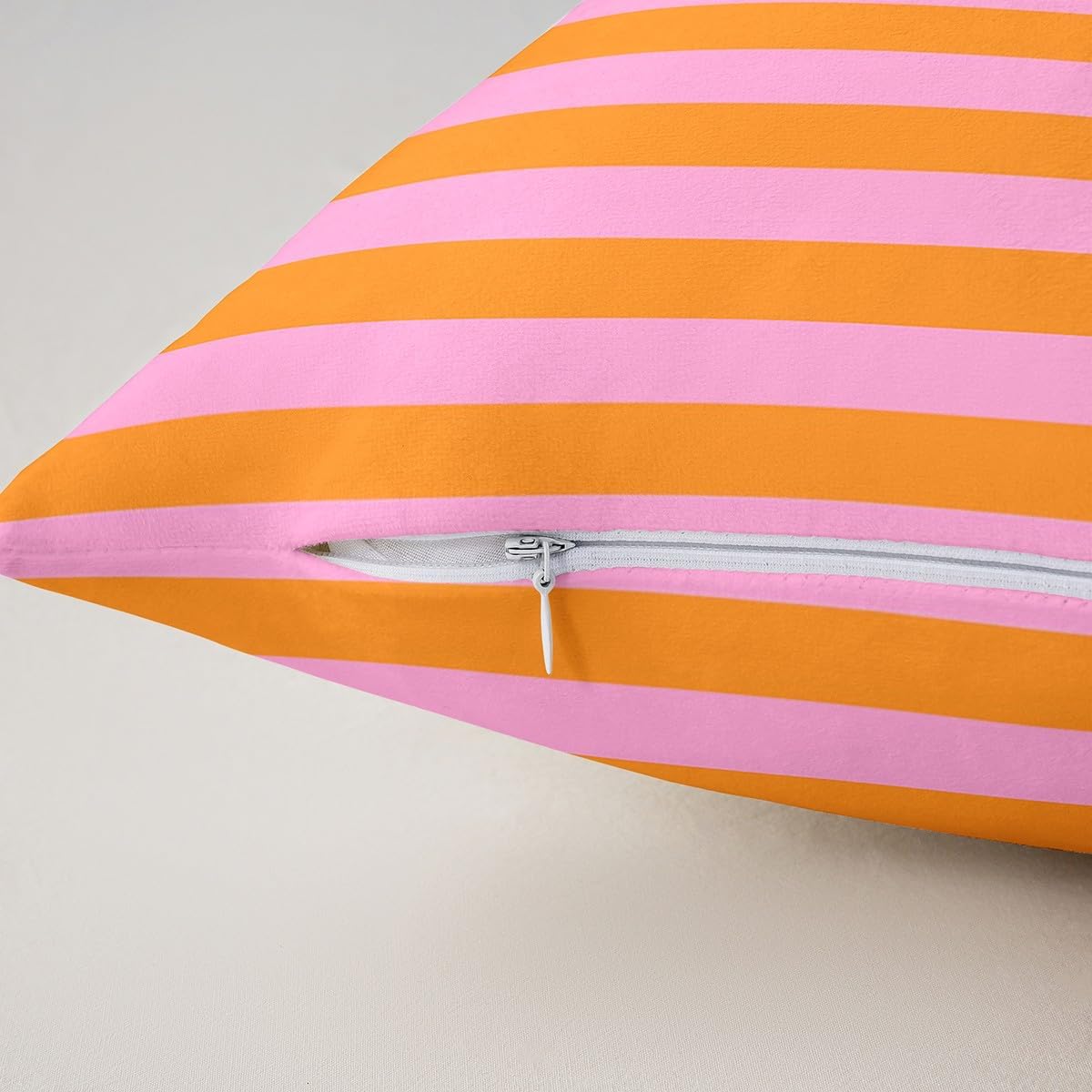 Feelyou Kids Pink Orange Throw Pillow Covers 24 x 24-Inch Set of 2 Abstract Decor Pillowcase for Boys Girls Teens Bedroom Decor Stripes Cushion Case Soft Microfiber Women Men Geometric Indoor Outdoor