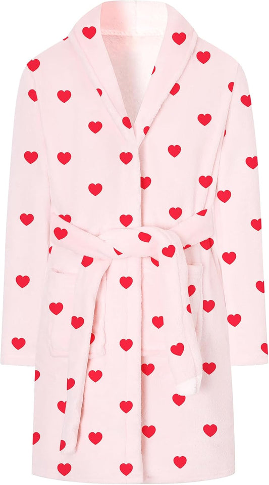 Umeyda Girls Robe, Shawl Collar Fuzzy Fleece Bathrobes with Belt and Pockets for Kids Boys, 2-15 Years