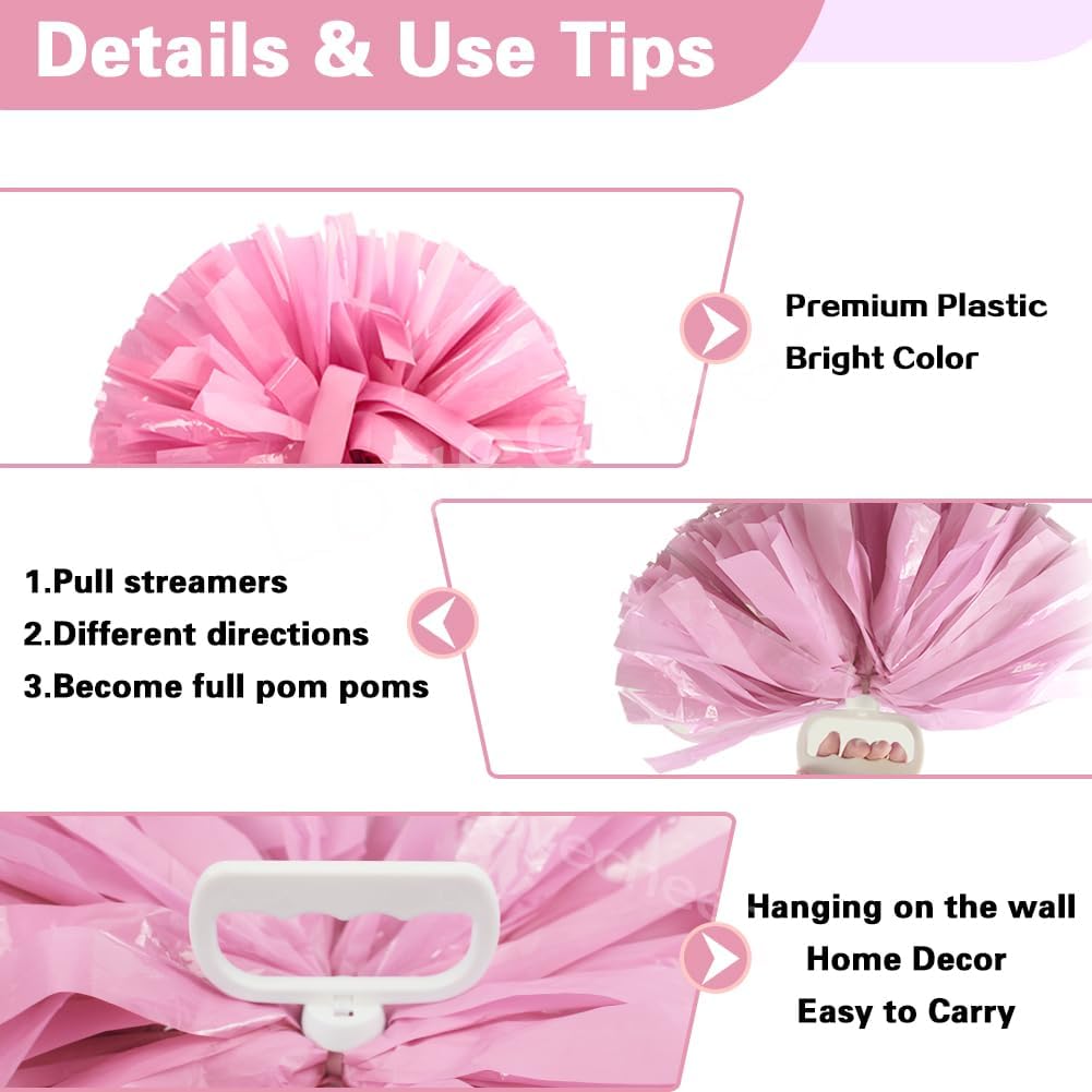 Lovecheer 5PCS Pom Poms Cheerleading with Mini Pompoms Hair Ropes Cheerleader Costume Gifts Wrist Decor for Sports Basketball Hockey Football Team Spirits Dance