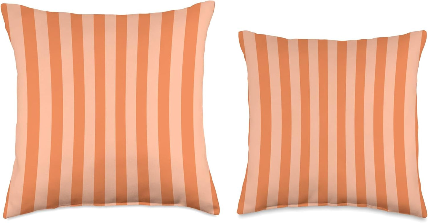 Modern Vertical Stripe Pattern Orange Peach Summer Vibes Throw Pillow