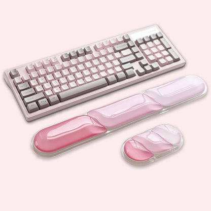 Ergonomic Keyboard Wrist Rest, Gel Wrist Rest for Keyboard and Mouse, Wrist Support and Keyboard Pad for Typing Pain Relief, Anti-Slip Base, Suitable for Office, Laptop, Computer, Gaming (Pink)