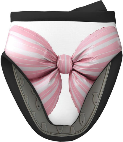 Light Pink Bow Balloon Candy Stripe Pattern Mini Silicone Oven Mitts Heat and Slip Resistant Kitchen Mittens,Short Oven Gloves for Safe Cooking Baking & Grill,5.9"X5.9"