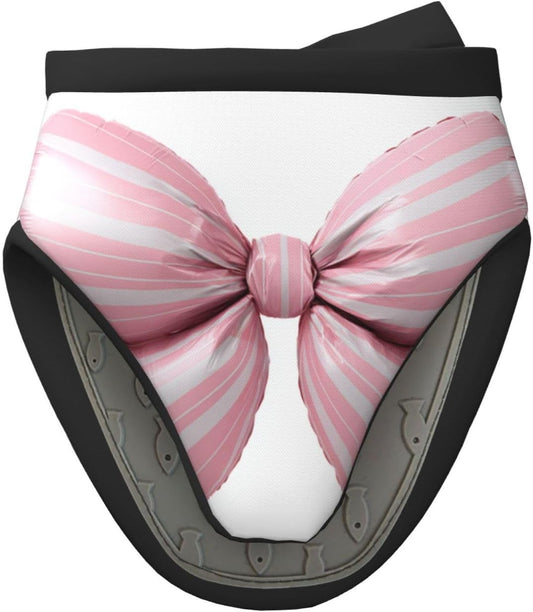 Light Pink Bow Balloon Candy Stripe Pattern Mini Silicone Oven Mitts Heat and Slip Resistant Kitchen Mittens,Short Oven Gloves for Safe Cooking Baking & Grill,5.9"X5.9"