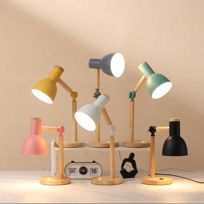 Desk Lamp,Wooden Adjustable Tri-Color Table & Bedside Lamp for Office, Living Room, Bedroom & Kids Room (Pink)
