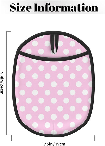 Pot Holders for Kitchen - Non Slip Silicone Oven Mitts Hot Pads, Heat Resistant Pot Holders, Light Pink Polka Dot Print B Hanging Loop Potholders for Baking Kitchen with Pocket