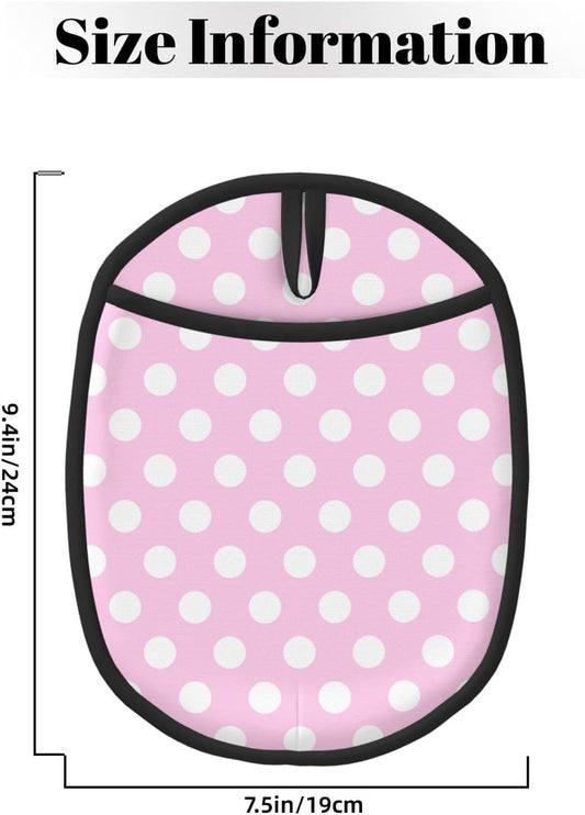 Pot Holders for Kitchen - Non Slip Silicone Oven Mitts Hot Pads, Heat Resistant Pot Holders, Light Pink Polka Dot Print B Hanging Loop Potholders for Baking Kitchen with Pocket