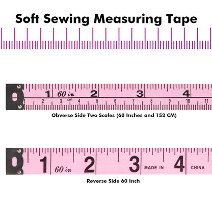 VAXATO 2PCS Measuring Tape for Body,Soft Tape Measure for Body Sewing Fabric Tailor Cloth Craft Measurement，60 Inch/1.5M Pink Retractable Dual Sided Measure Tape Set