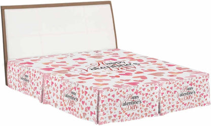 Valentine's Day Bed Skirt Queen Size 16 Inch Drop with Split Corners, Dust Ruffled Pleated Bed Skirts Wrap Around Tailored Bedding Skirt Valance for Bedroom Peach Pink Love Floral Modern Romantic