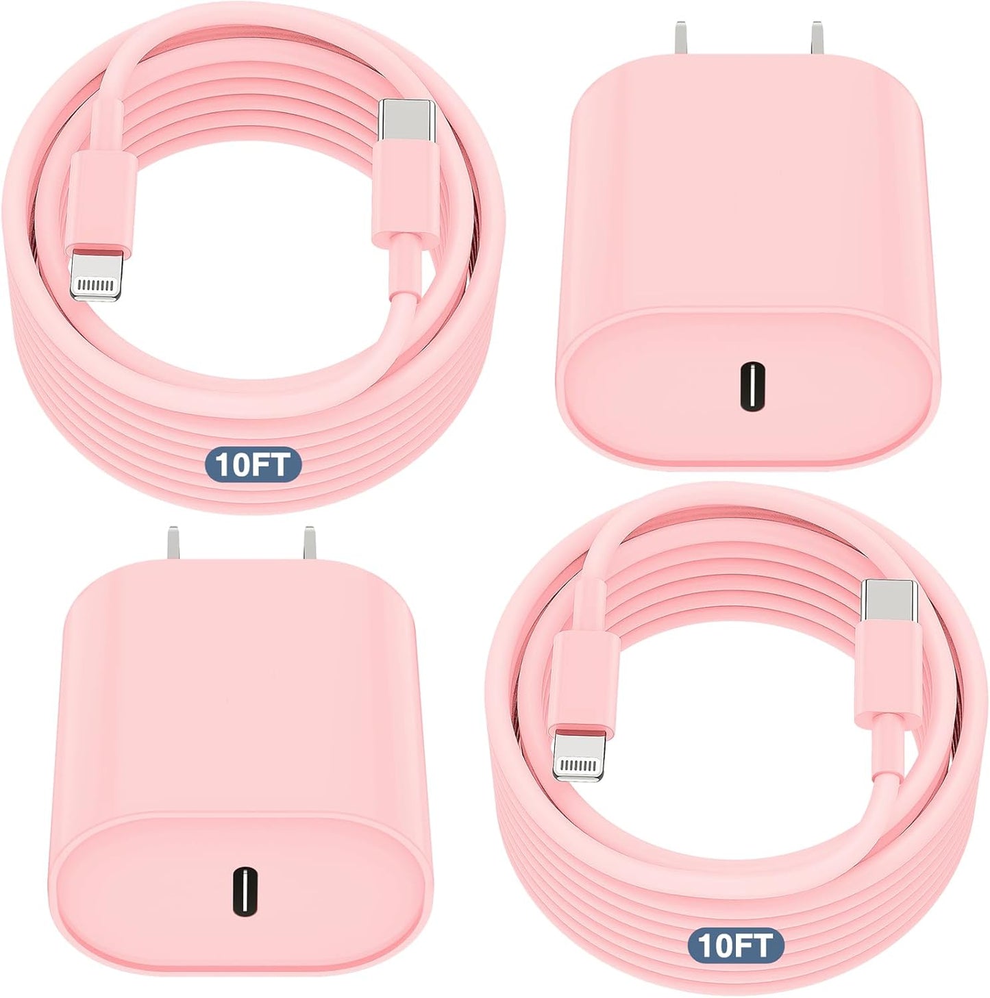 Essri Phone Charger Fast Charging 10 FT, 2-Pack 20W PD USB C Block with iPhone 14 13 Charger Cable 10 Foot, Compatible with iPhone 14 Pro 13 Pro Max 12 11 Pro Mini,Pink